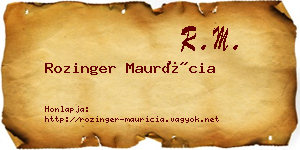 Rozinger Maurícia névjegykártya